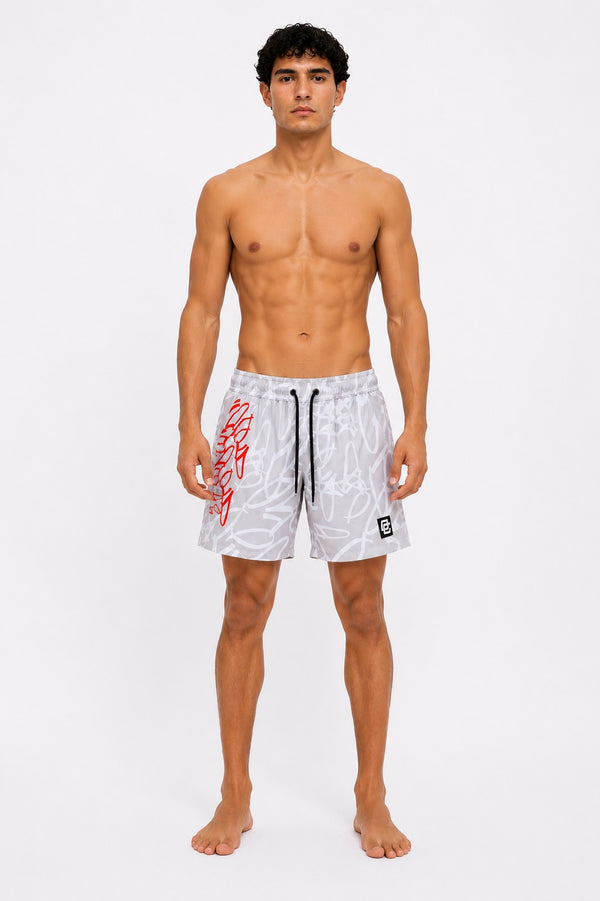 Pantaloneta Surf Grafiti Blanca