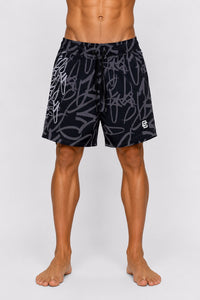 Pantaloneta Surf Grafiti Negra