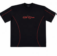 Camiseta Cursiva Lineas Rojas