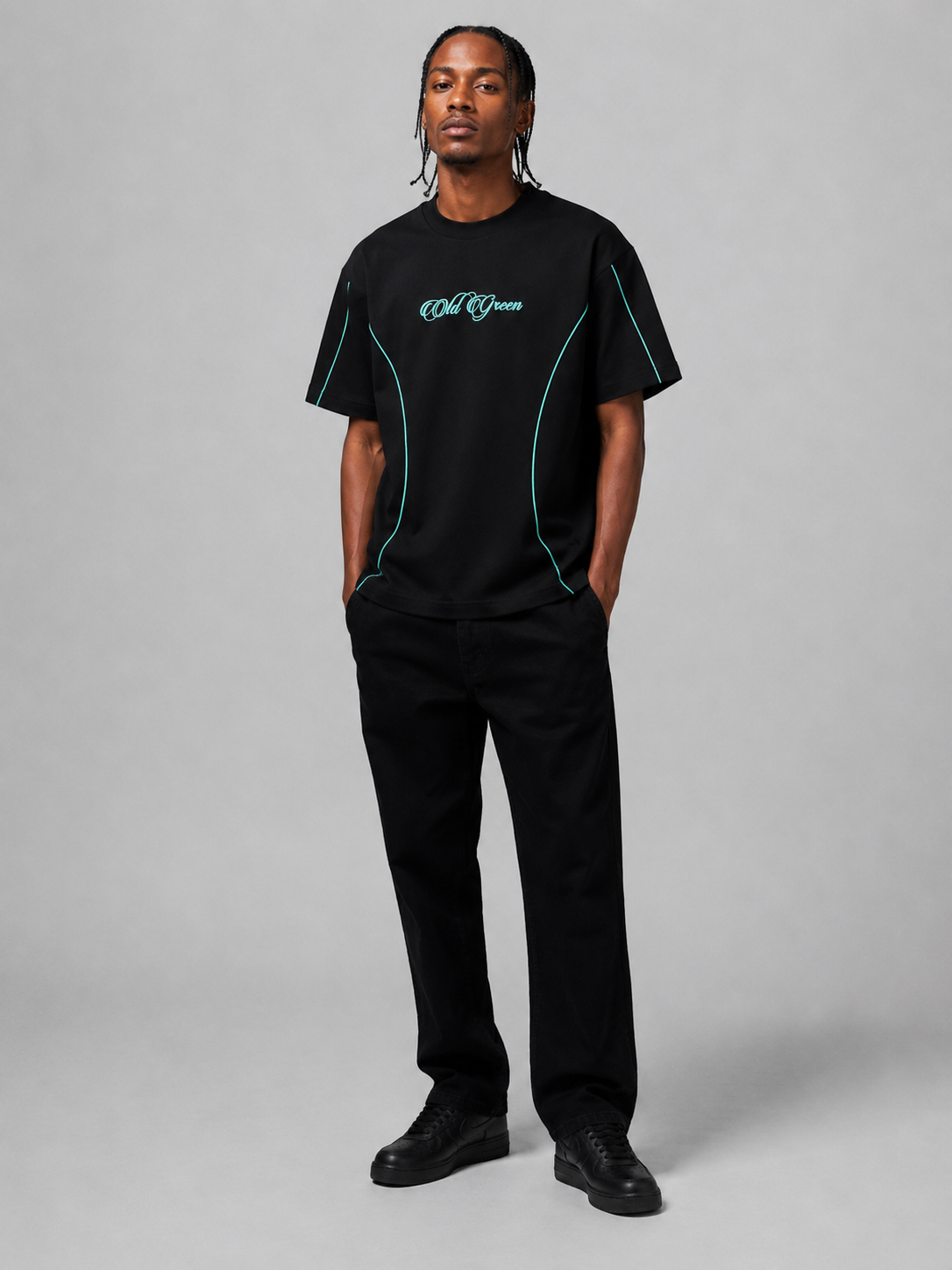 Camiseta Cursiva Lineas Verde