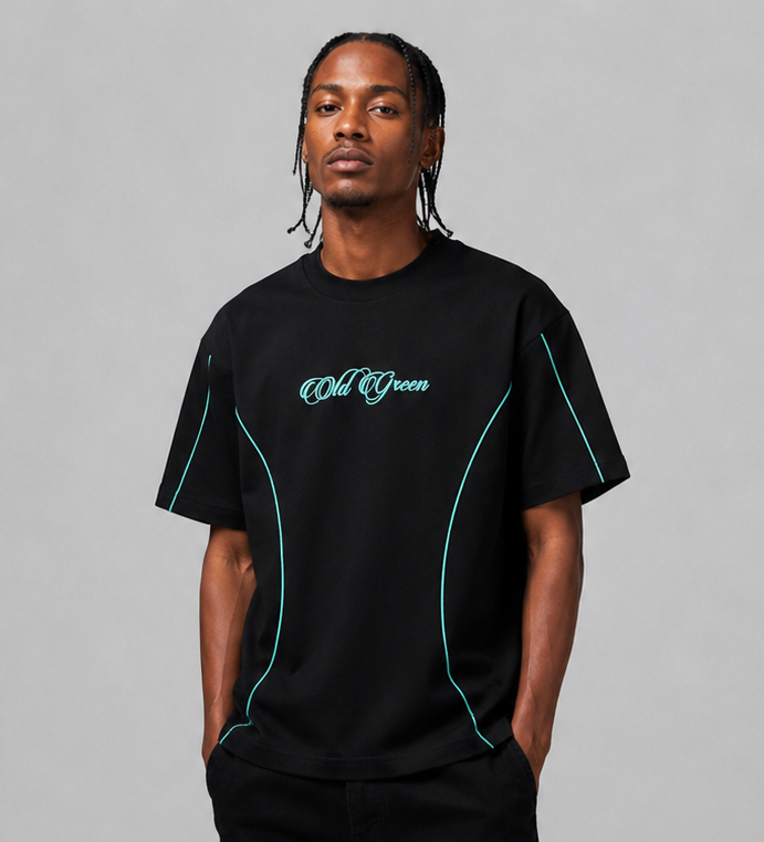 Camiseta Cursiva Lineas Verde