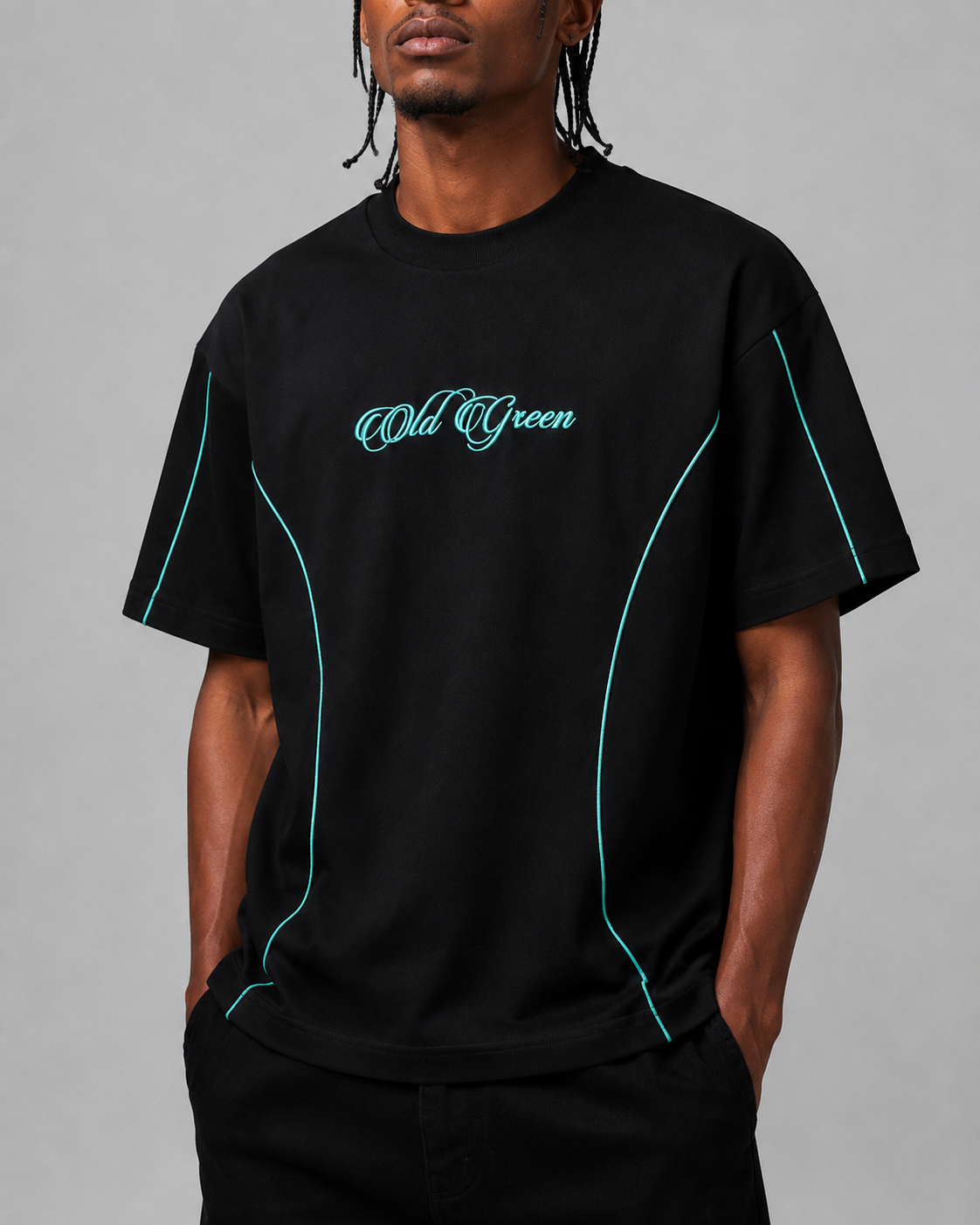 Camiseta Cursiva Lineas Verde